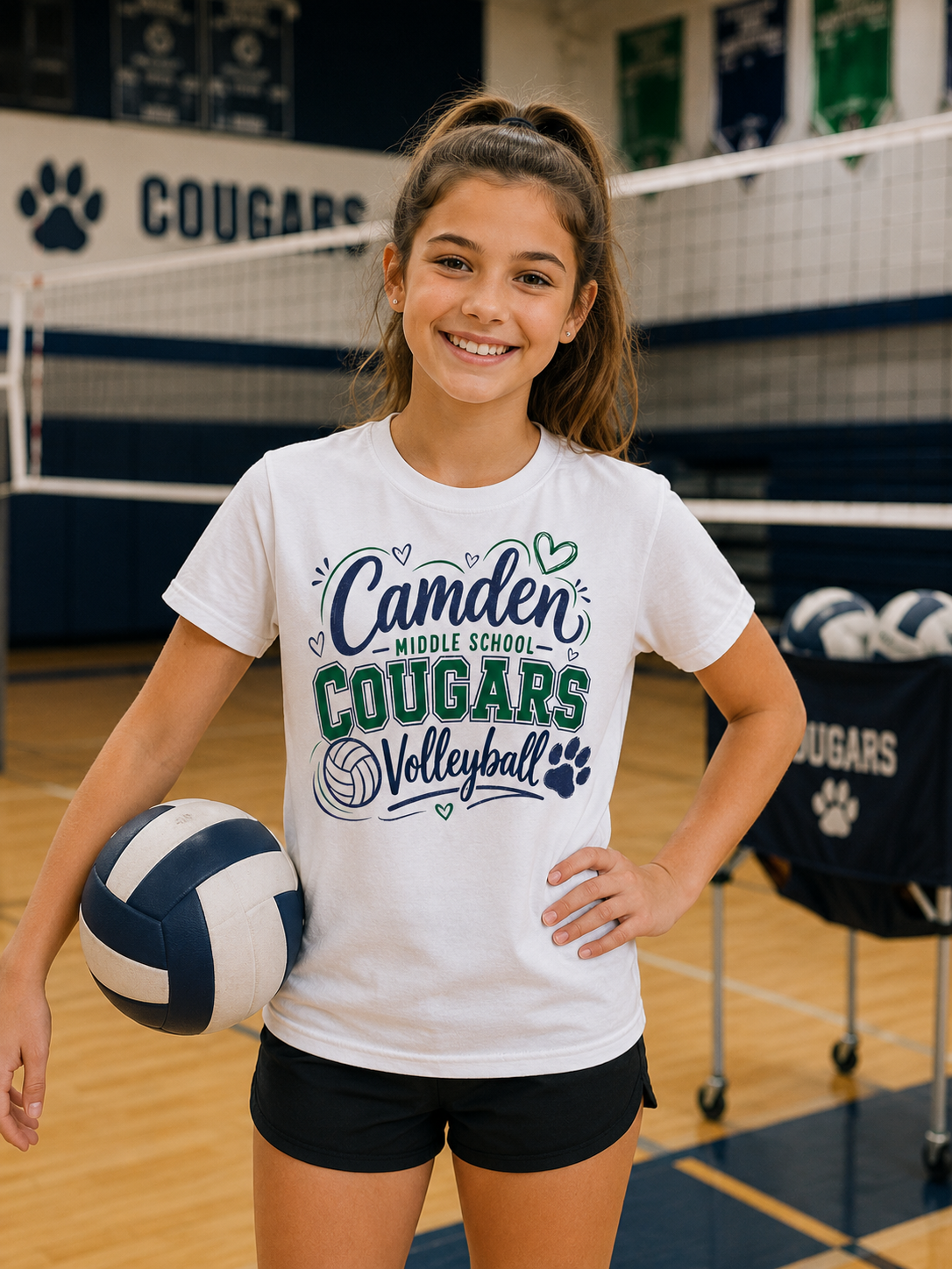 Camden Middle School Heart Volleyball Tee