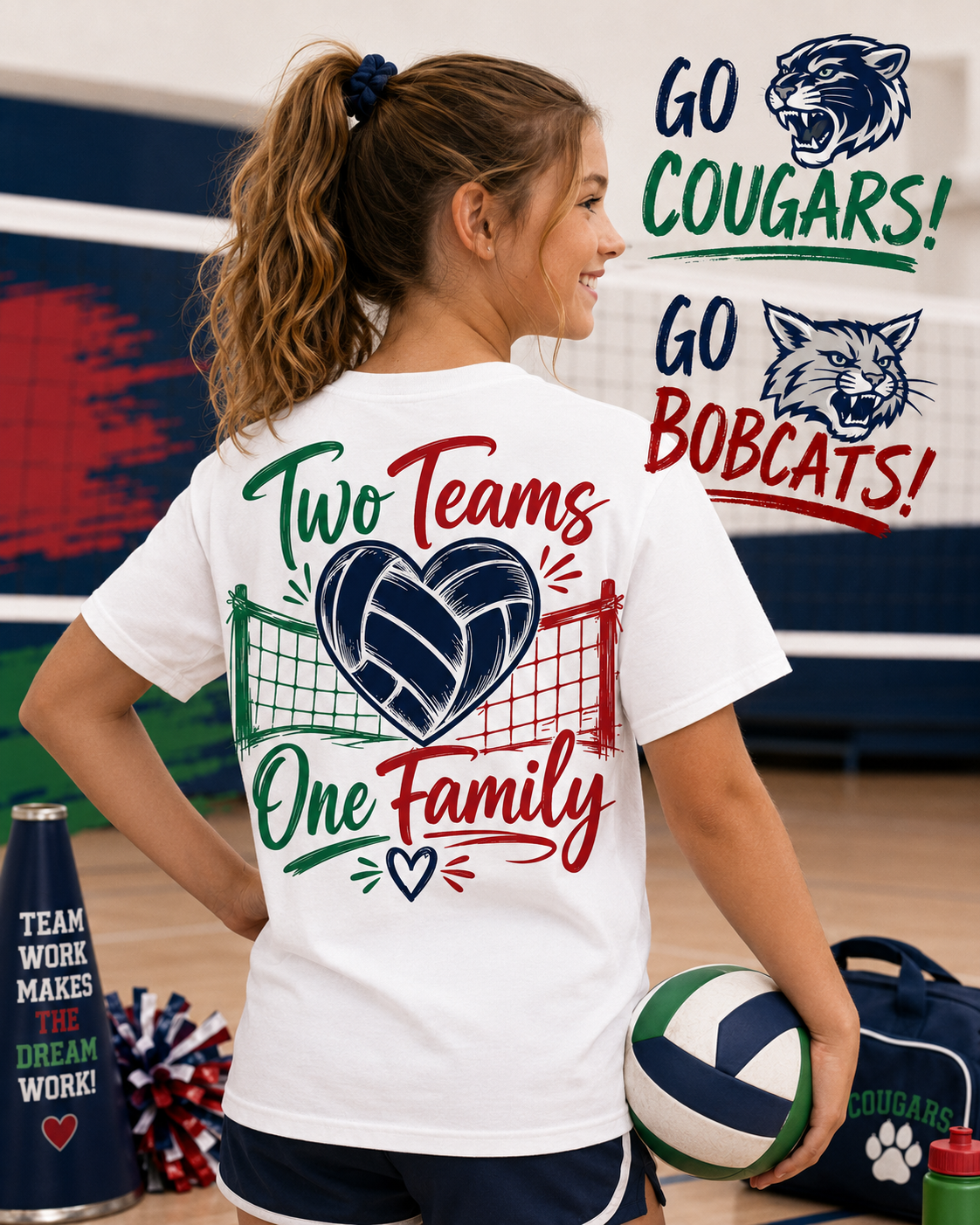 Two Teams, One Family Volleyball Tee