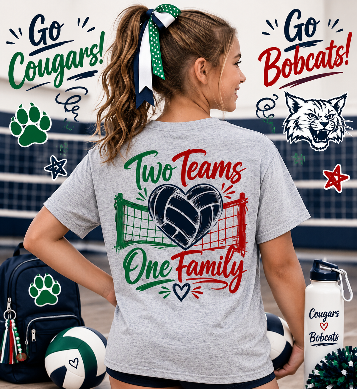 Two Teams, One Family Volleyball Tee